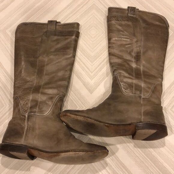 Frye Grey Distressed Paige Tall Pull-on Boots - Picture 1 of 8